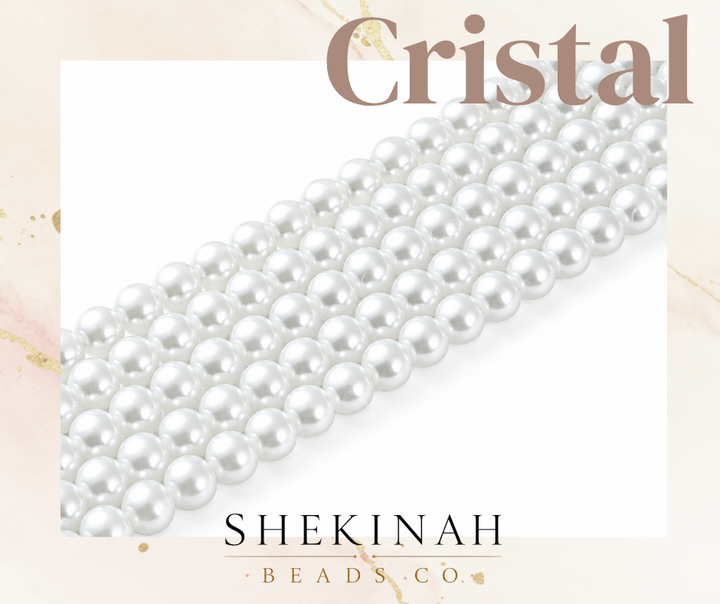 Beads Redondas Cristal Perla Blanca