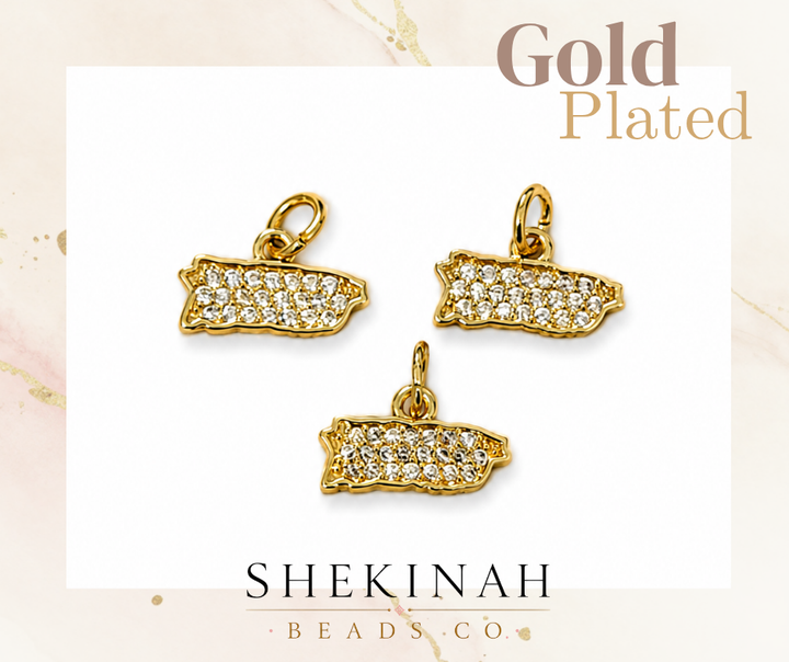 Dije Mapa de Puerto Rico Gold Plated con Cristales