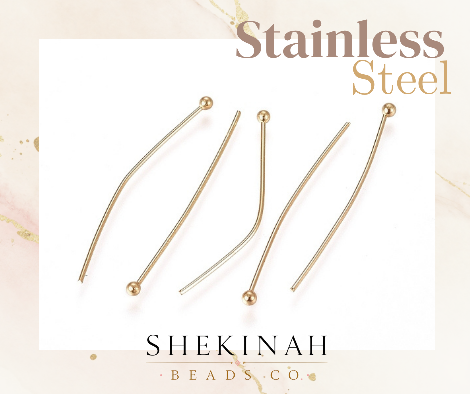 Alfileres dorados con bolita estilo stainless steel para bisutería