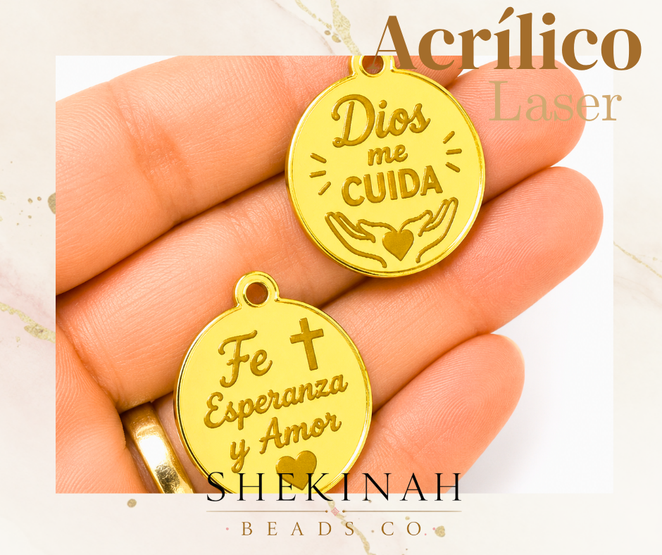 Dijes Acrílicos Grabados Láser 25 mm con Mensajes Cristianos