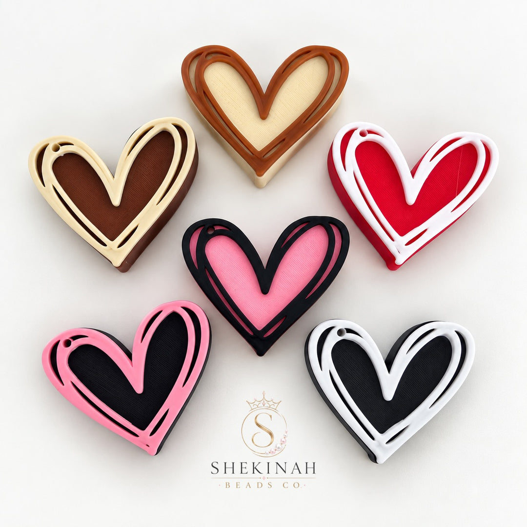 Bead 3D Corazón Outline – Hueco Horizontal