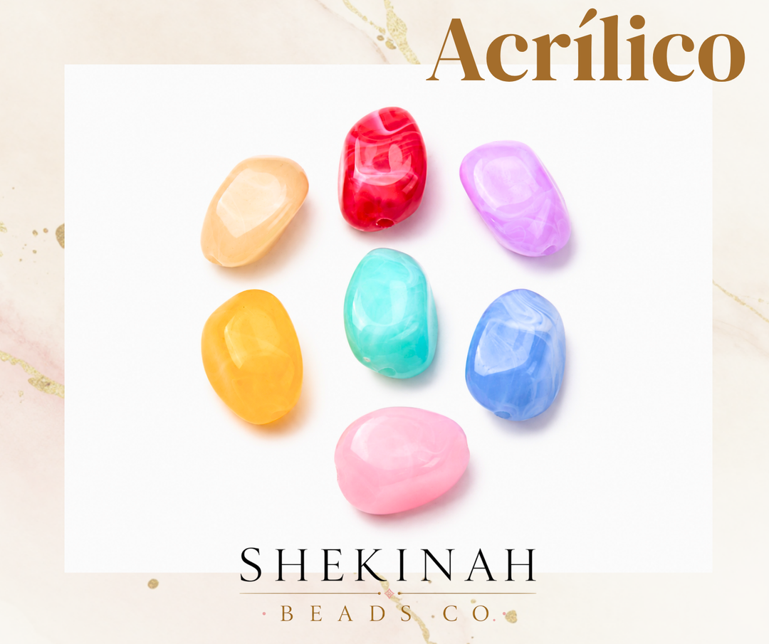 Beads acrílicos orgánicos marmoleados en colores pastel para bisutería.