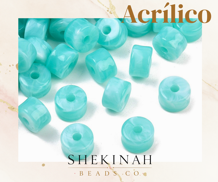 Beads Acrílicos Cilíndricos Marmoleados