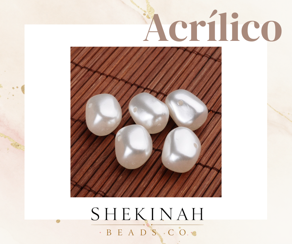 Beads acrílicos estilo perla barroca blanca para bisutería