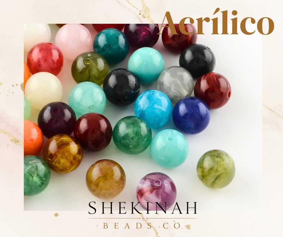 Beads acrílicos redondos marmoleados multicolor para bisutería