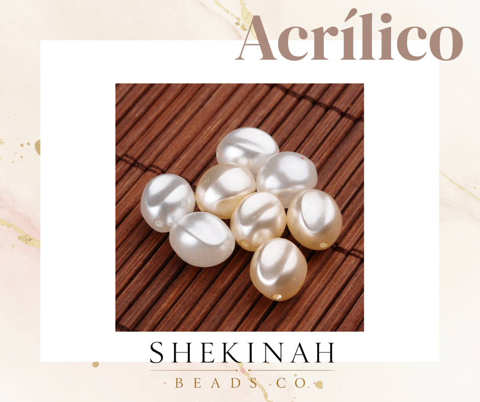 Beads acrílicos estilo perla ovalada blanca para bisutería
