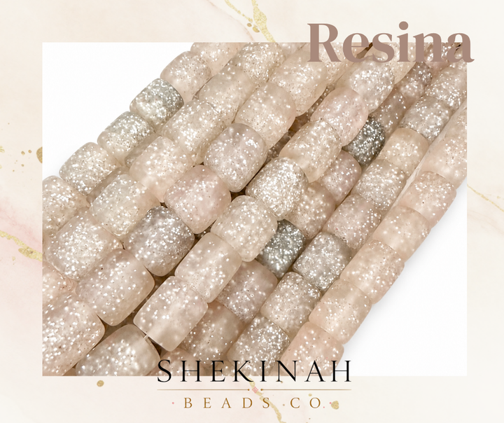 Beads cilíndricos mate de resina para pulseras, collares y bisutería moderna.