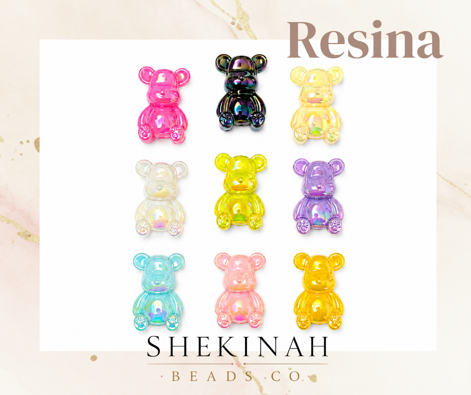 Beads osito de resina ab con acabado brillante para bisutería y accesorios.