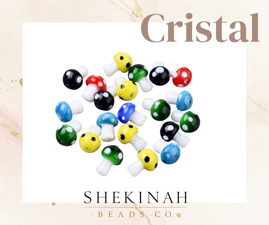 Beads de cristal estilo honguito multicolor para bisutería