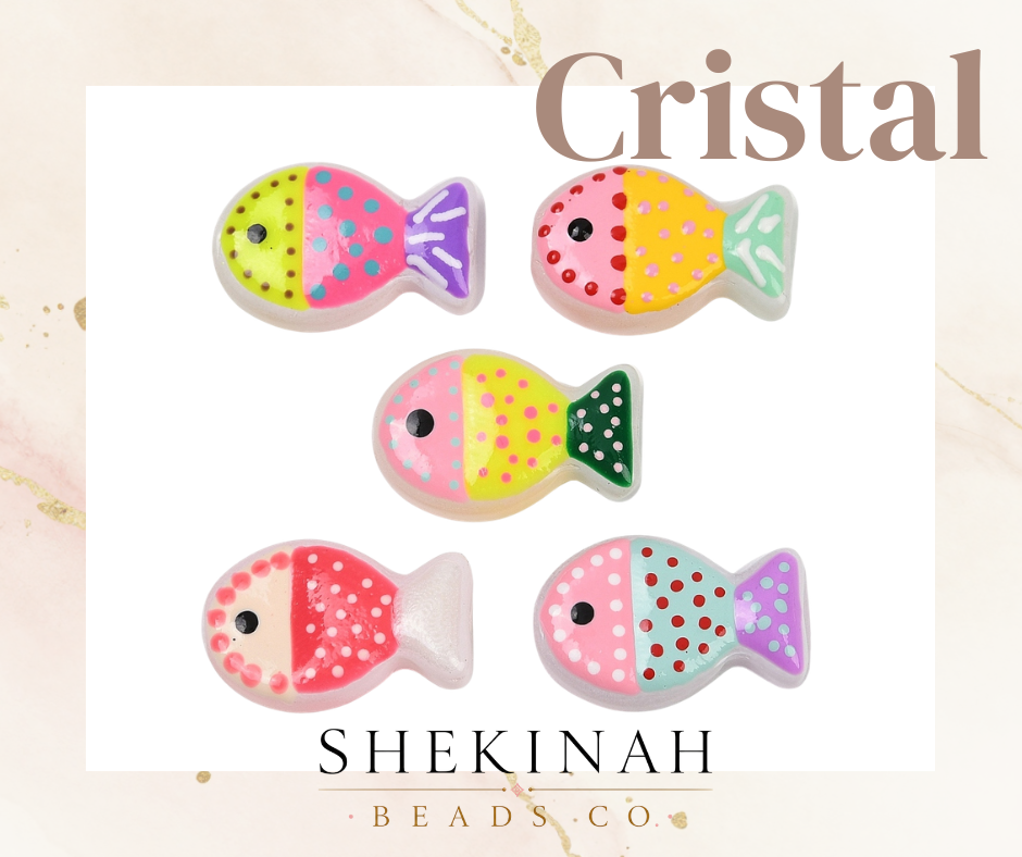 Beads estilo pez multicolor tipo cristal para bisutería