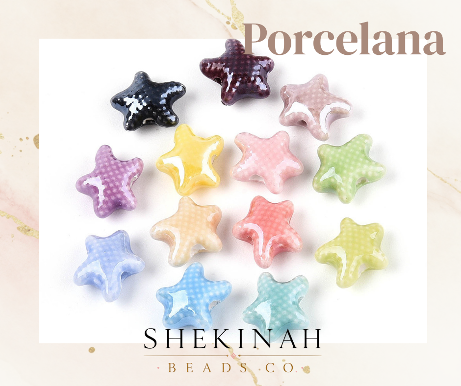 Beads de porcelana en forma de estrella pastel para bisutería