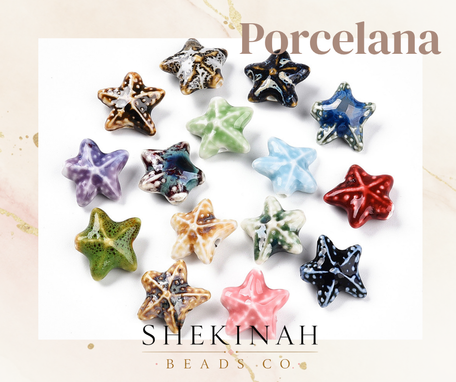 Beads de porcelana en forma de estrella de mar multicolor para bisutería