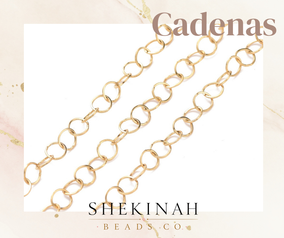 Cadena dorada de eslabón redondo para bisutería Shekinah Beads Co.