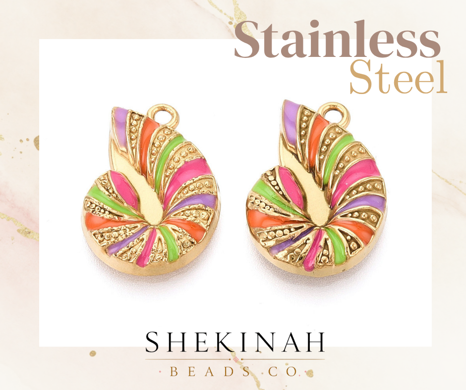 Charm caracol espiral multicolor dorado estilo stainless steel para bisutería