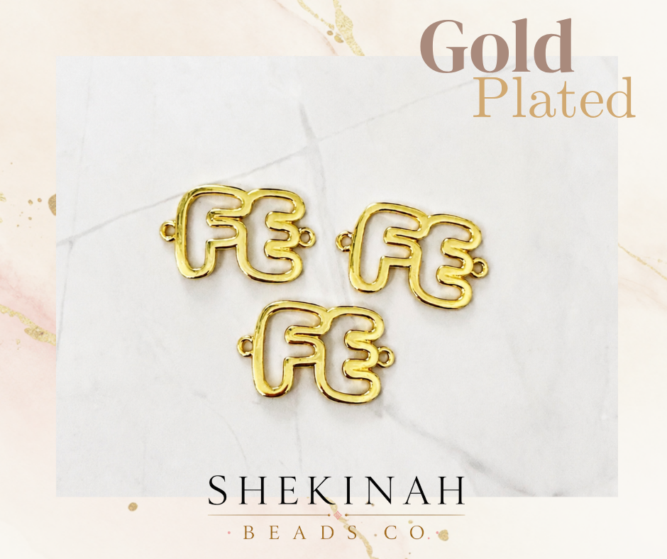Conector dorado con la palabra Fe para pulseras, collares y bisutería cristiana.