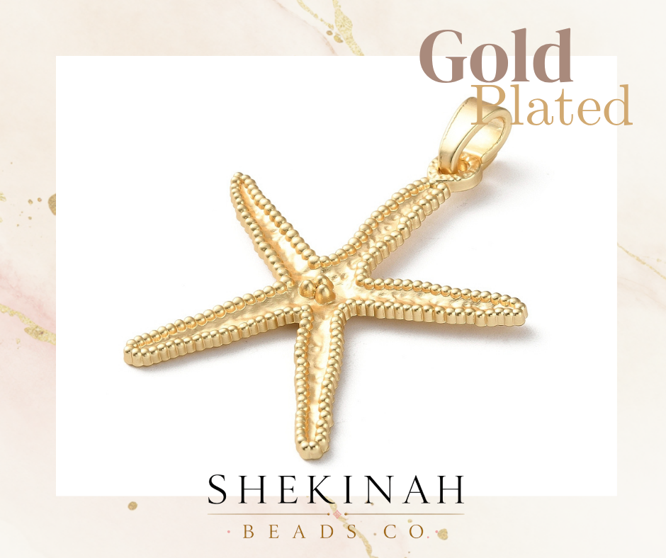 Dije dorado estilo gold plated en forma de estrella de mar para bisutería