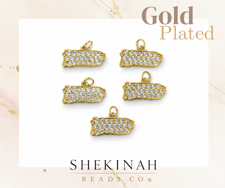 Dije Mapa de Puerto Rico Gold Plated con Cristales