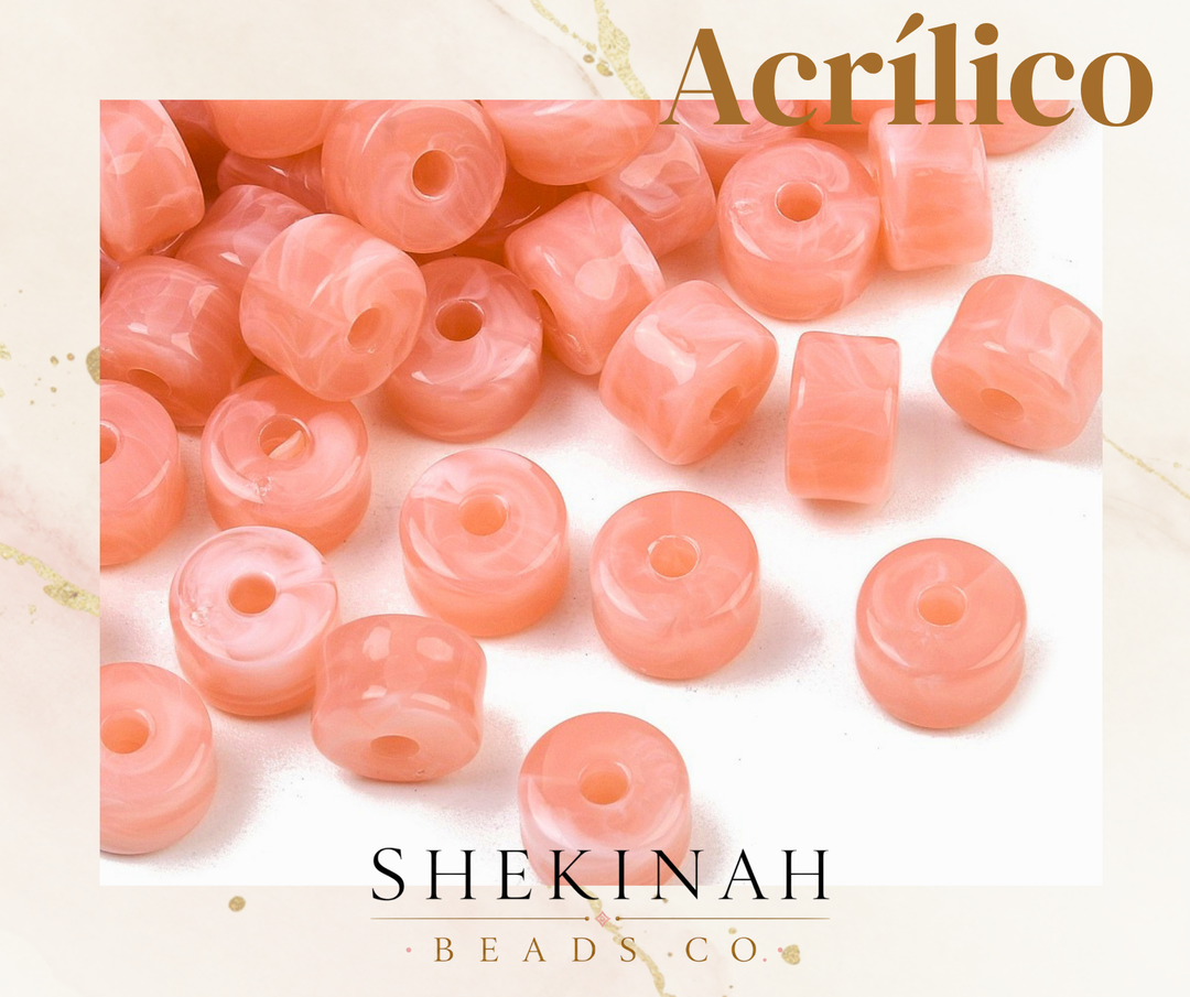 Beads Acrílicos Cilíndricos Marmoleados