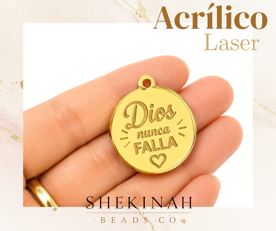 Dijes Acrílicos Grabados Láser 25 mm con Mensajes Cristianos
