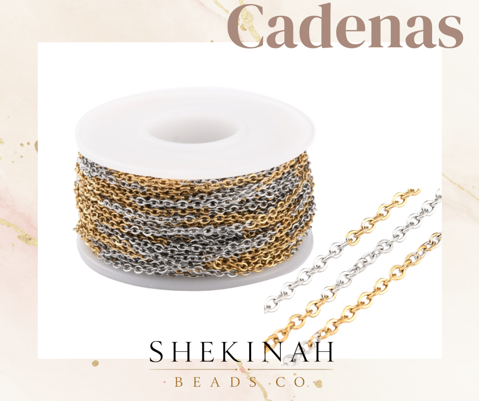 Cadena fina en tonos dorado y plateado para collares, pulseras y accesorios de bisutería.