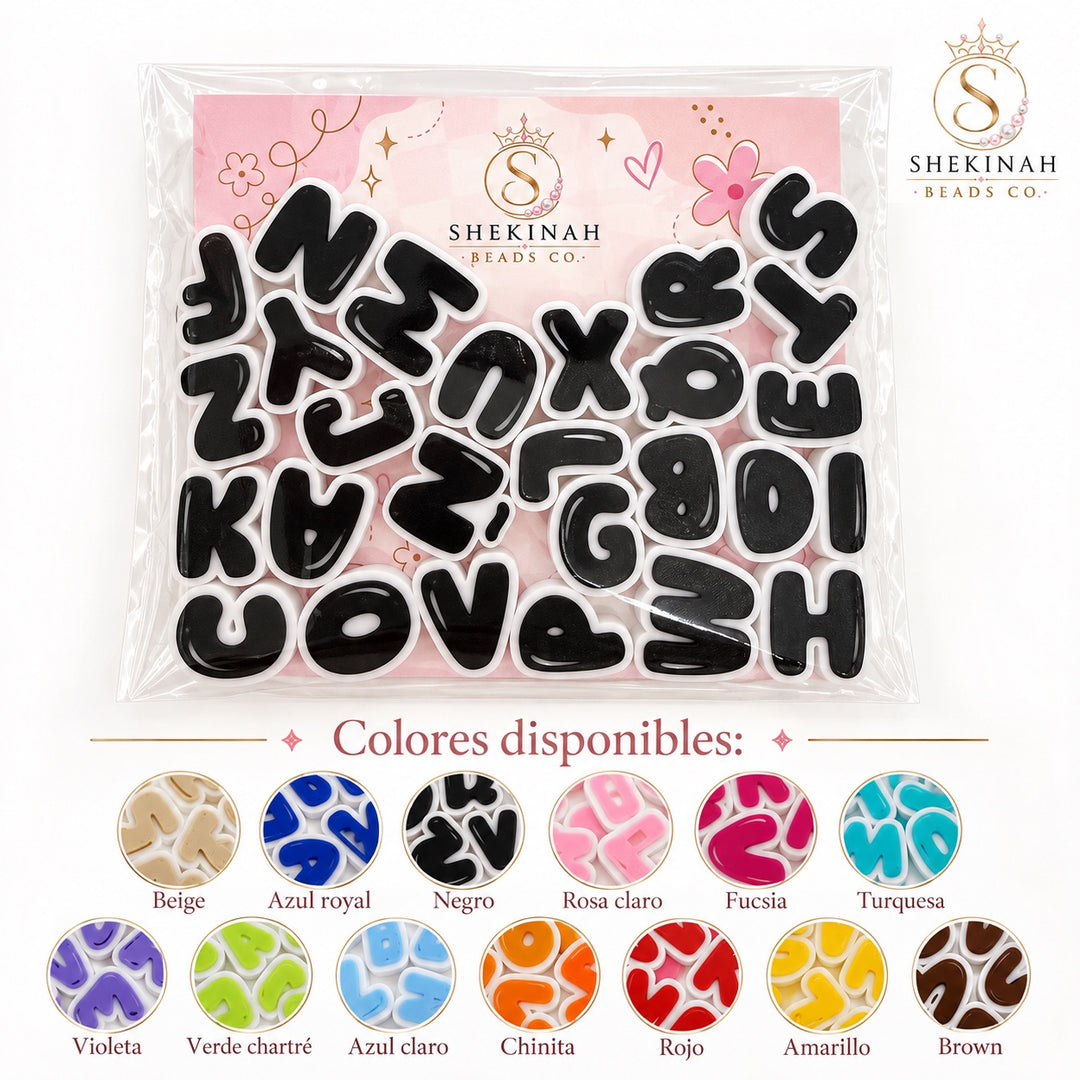 Set de abecedario completo en letras 3D con 27 letras incluyendo Ñ y colores disponibles