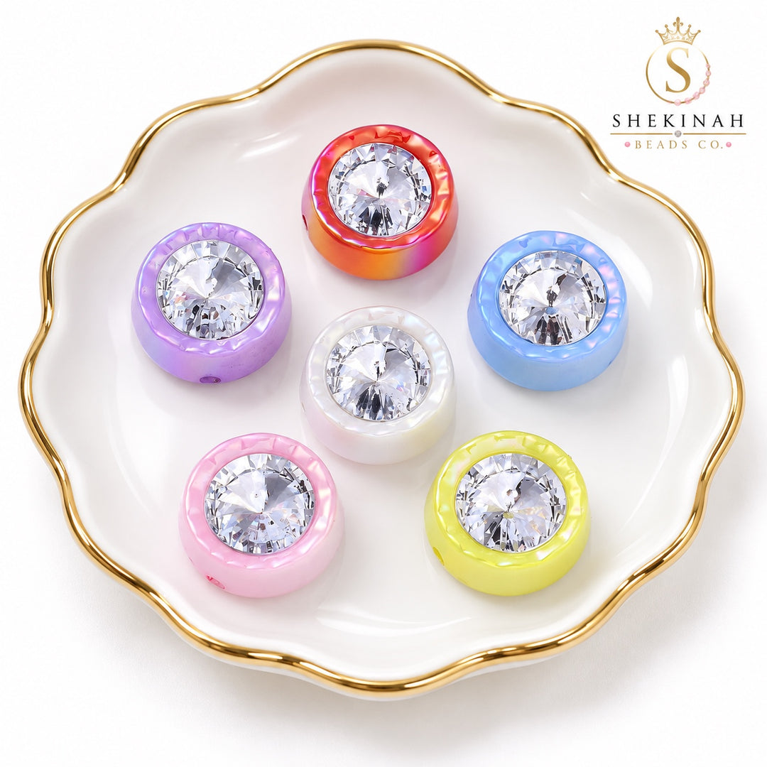 Acrylic rhinestone beads en colores mixtos, paquete de 2 piezas