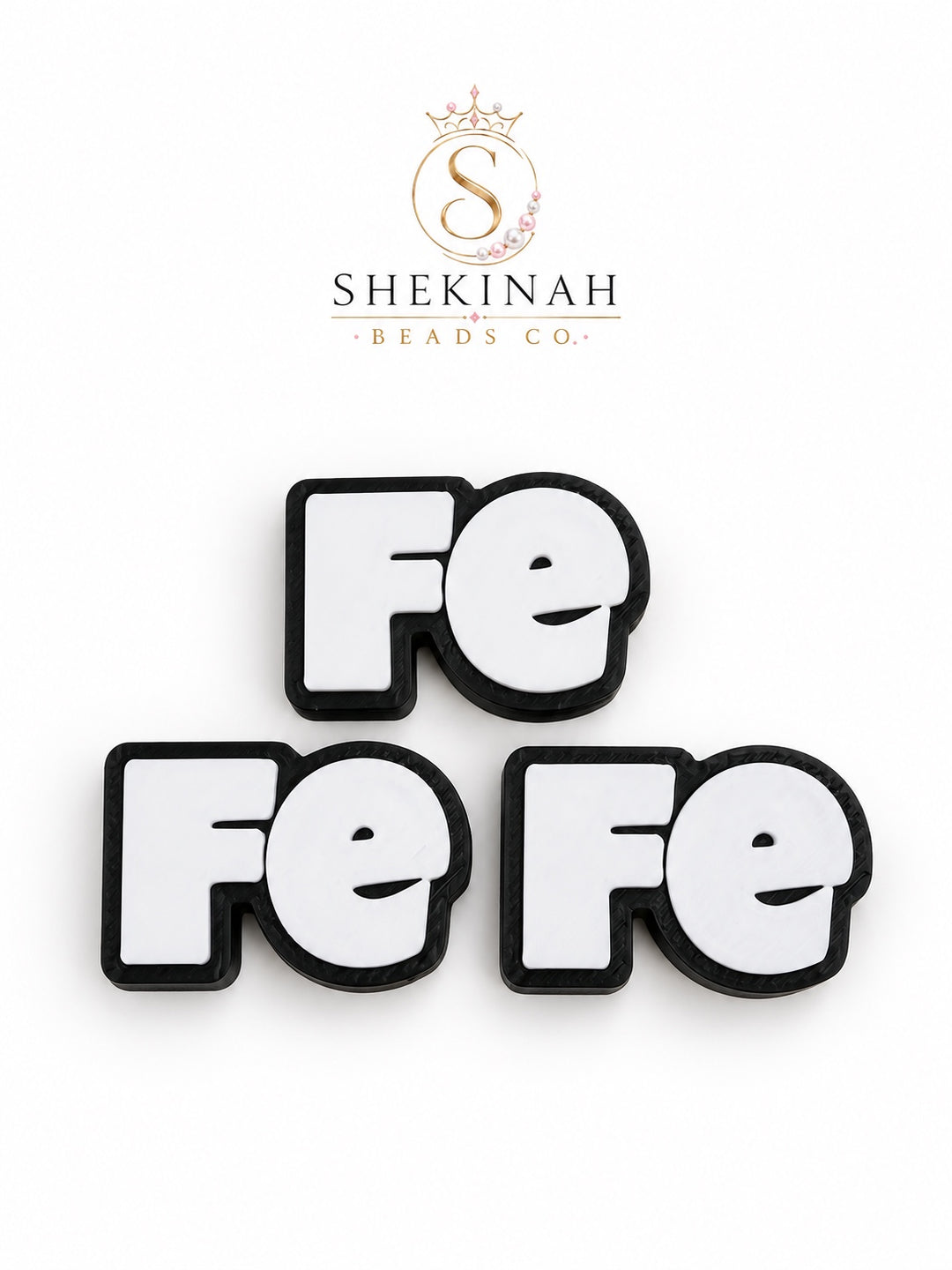 Bead 3D FE con letras blancas y contorno negro
