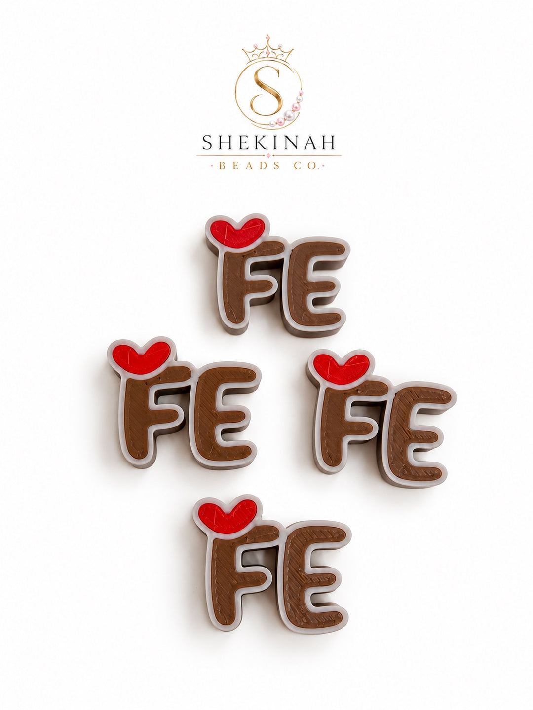 Bead 3D Fe con Corazón – Fe que Permanece – Shekinah Beads Co.