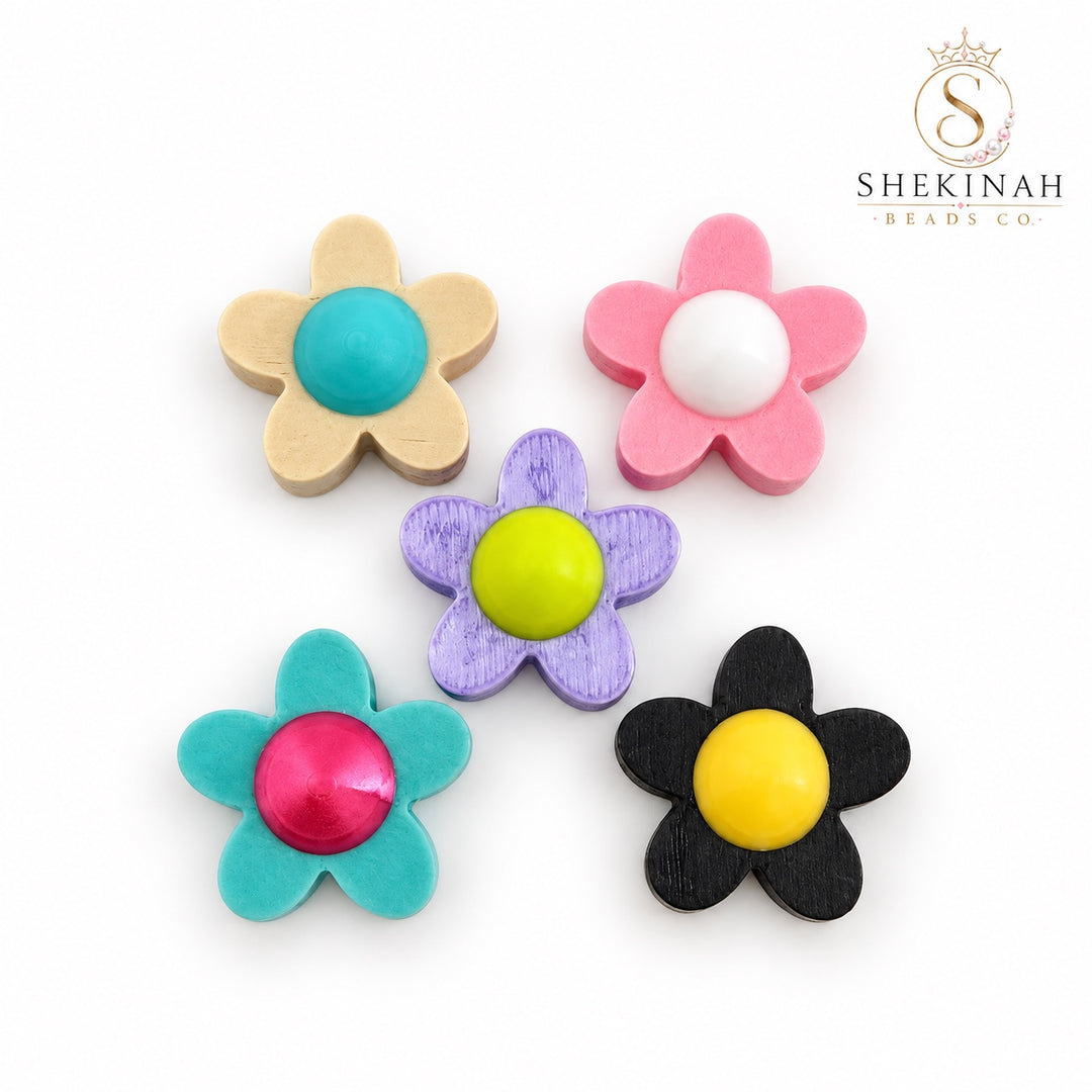 Beads flor 3D en cinco combinaciones de colores de Shekinah Beads Co.
