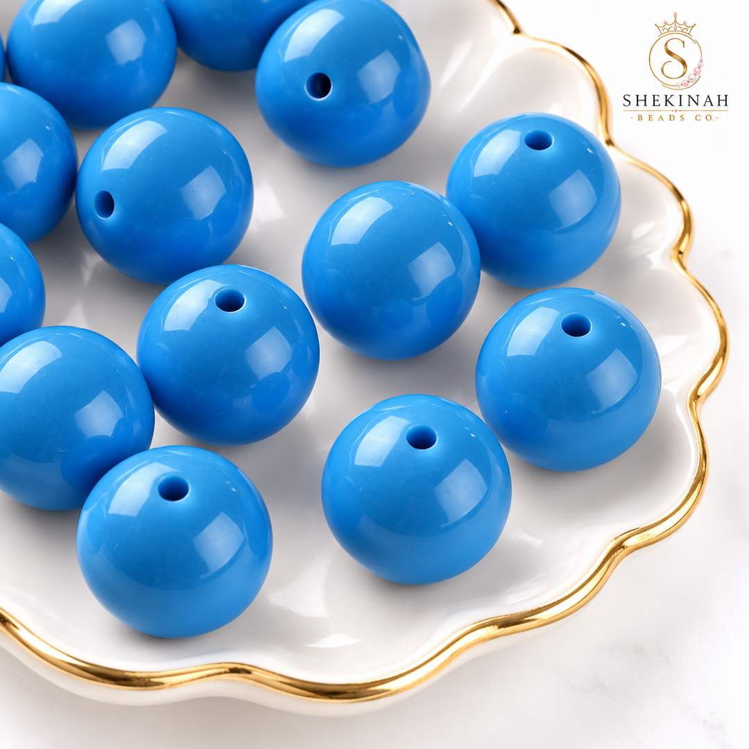 Bolas Chicle color azul, paquete de 5 piezas para bisutería
