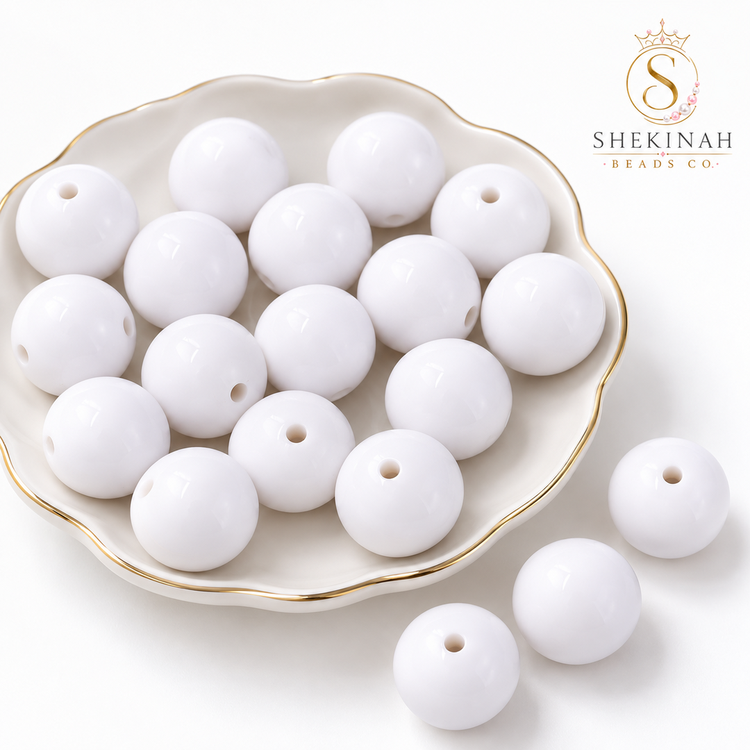 Bolas Chicle color blanco, paquete de 5 piezas para bisutería