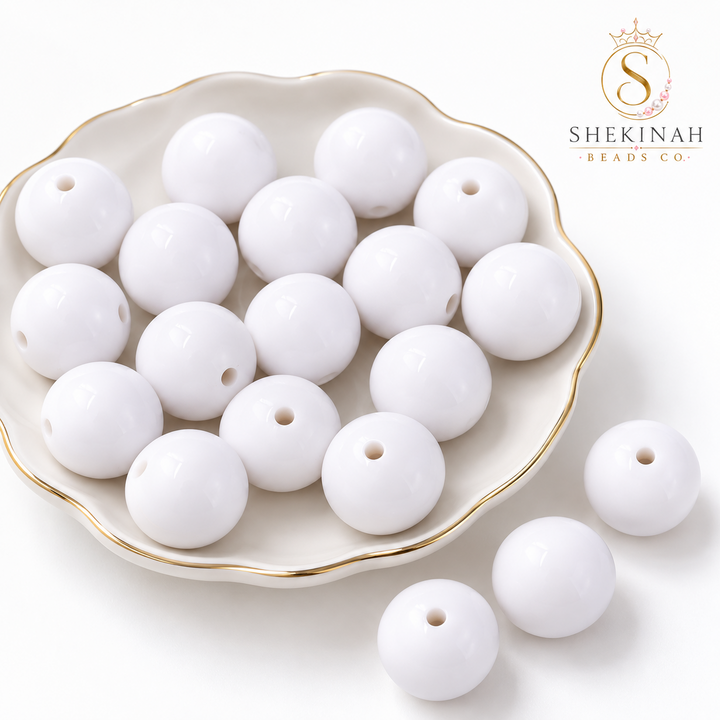 Bolas Chicle color blanco, paquete de 5 piezas para bisutería
