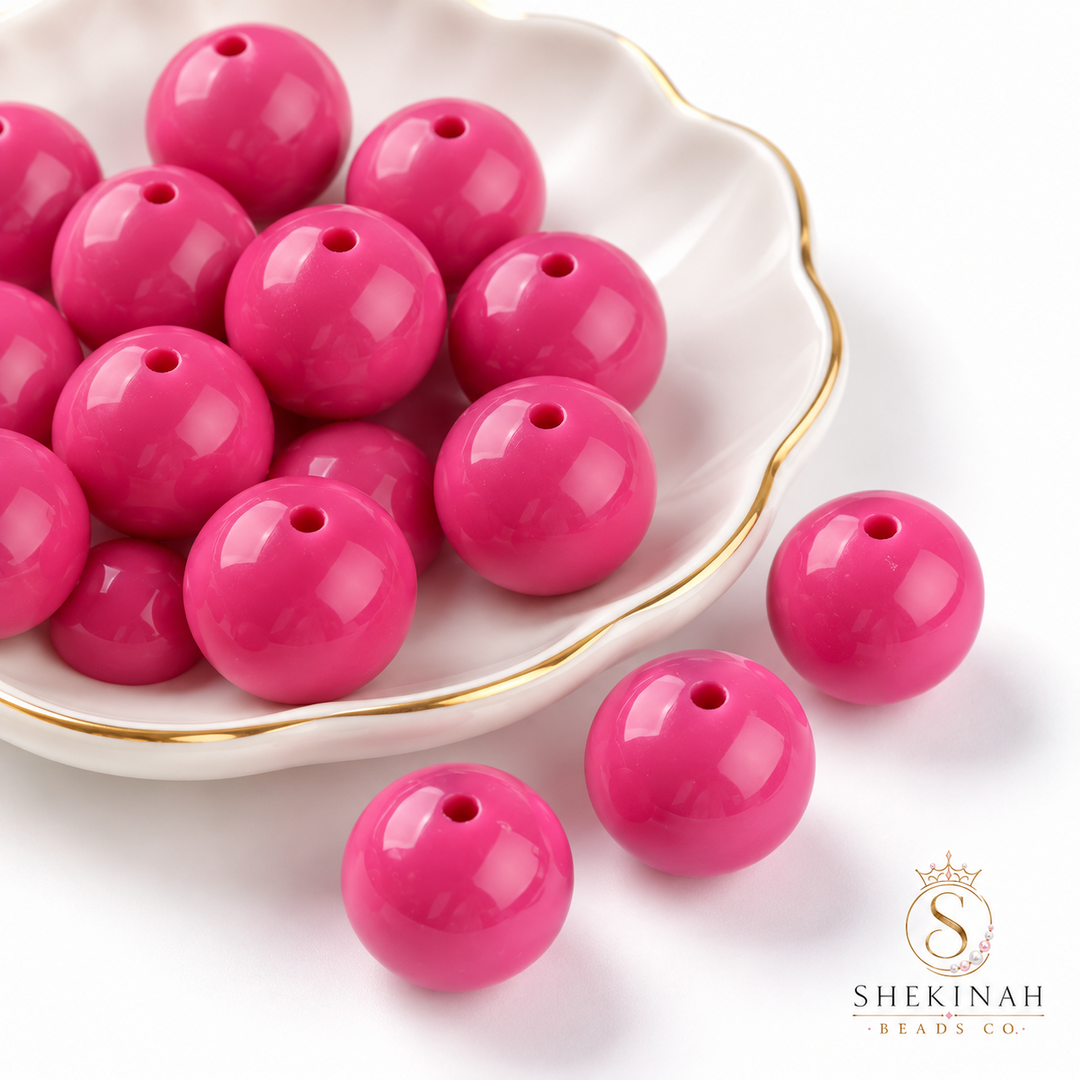 Bolas Chicle color fucsia, paquete de 5 piezas para bisutería