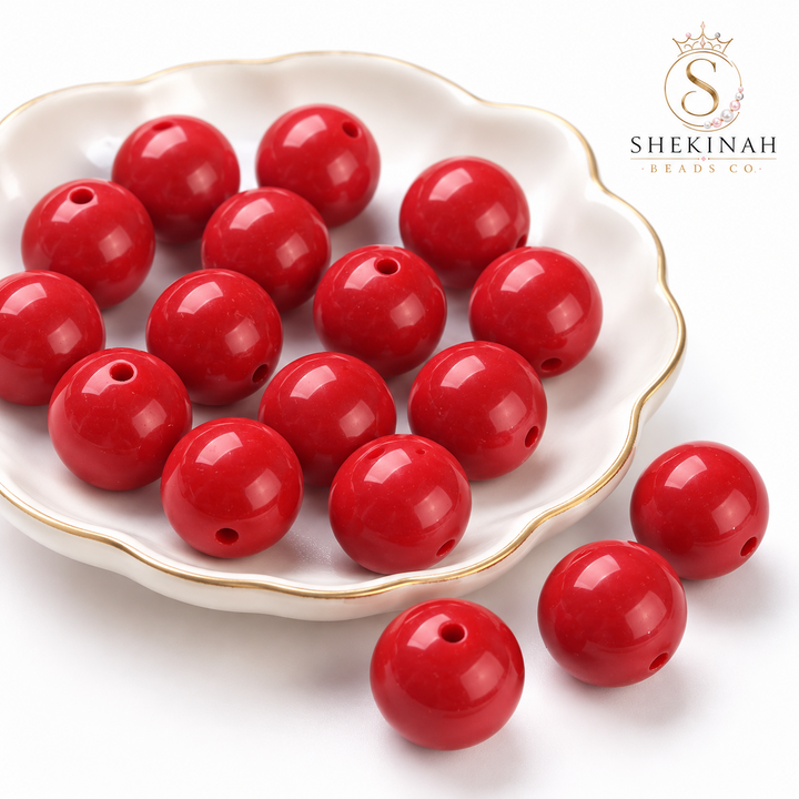 Bolas Chicle color rojo, paquete de 5 piezas para bisutería