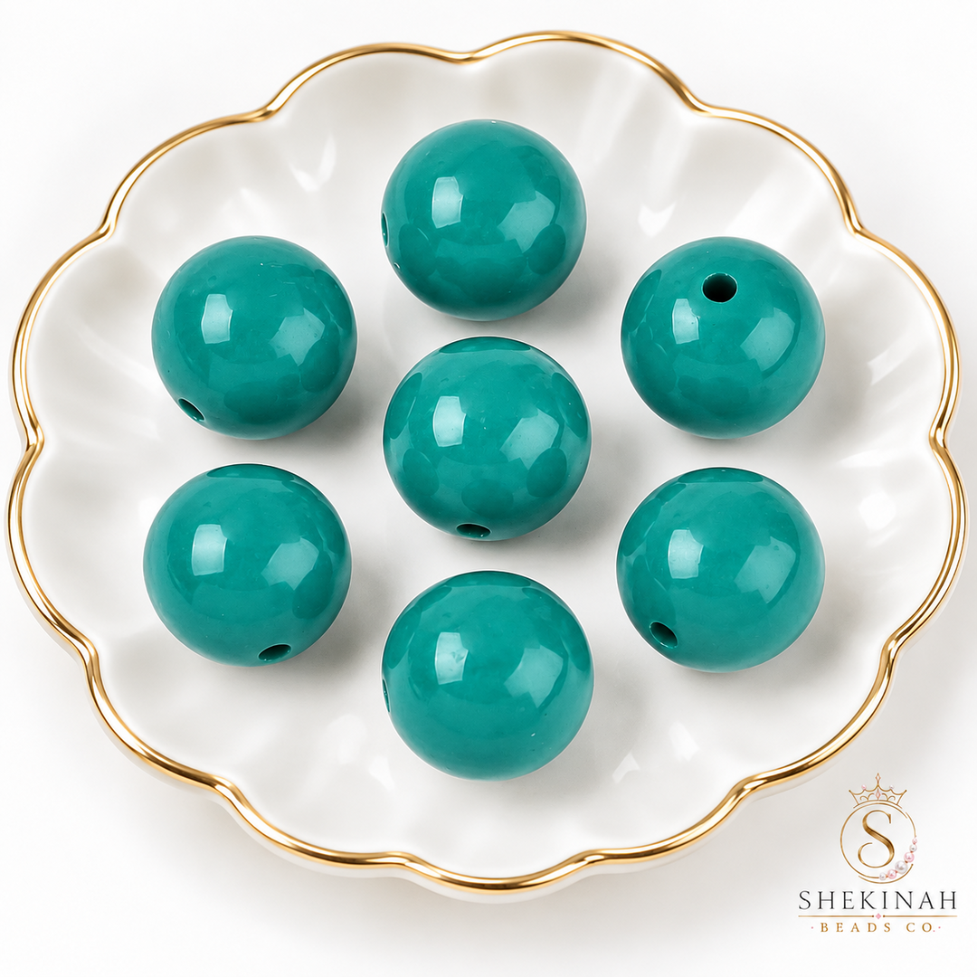 Bolas Chicle color verde teal, paquete de 5 piezas para bisutería