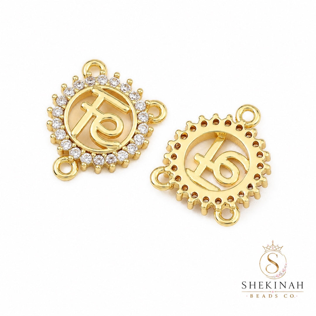 Conector de rosario Fe Gold Plated 18K con cristales