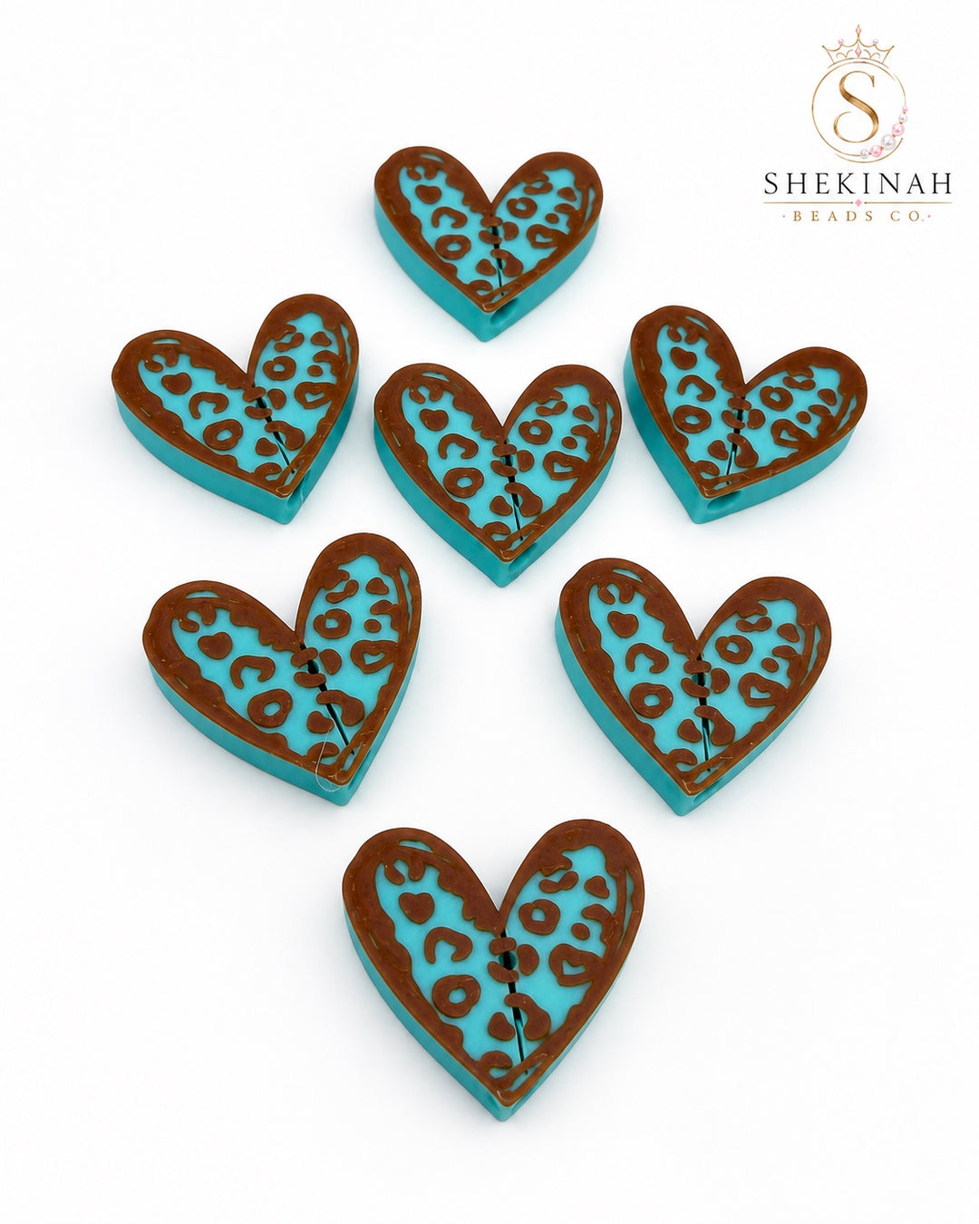 Charm 3D corazón animal print azul
