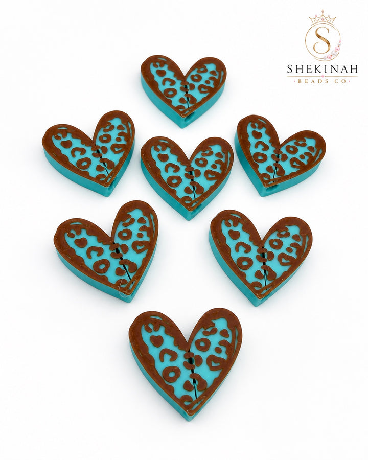 Charm 3D corazón animal print azul