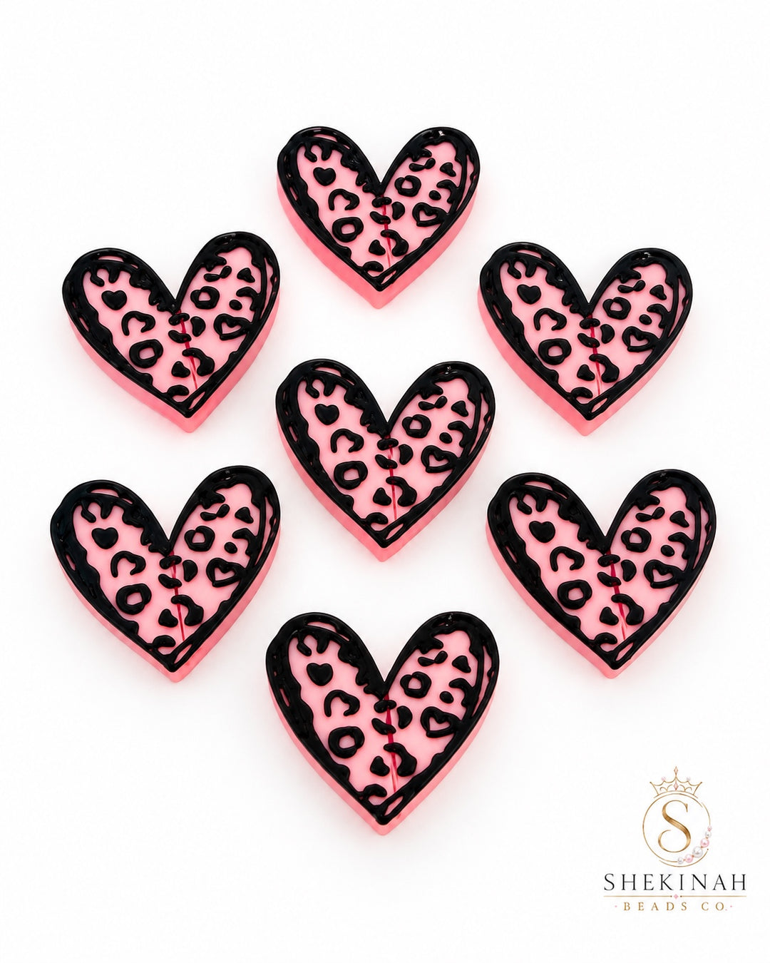 Charm 3D corazón animal print rosa