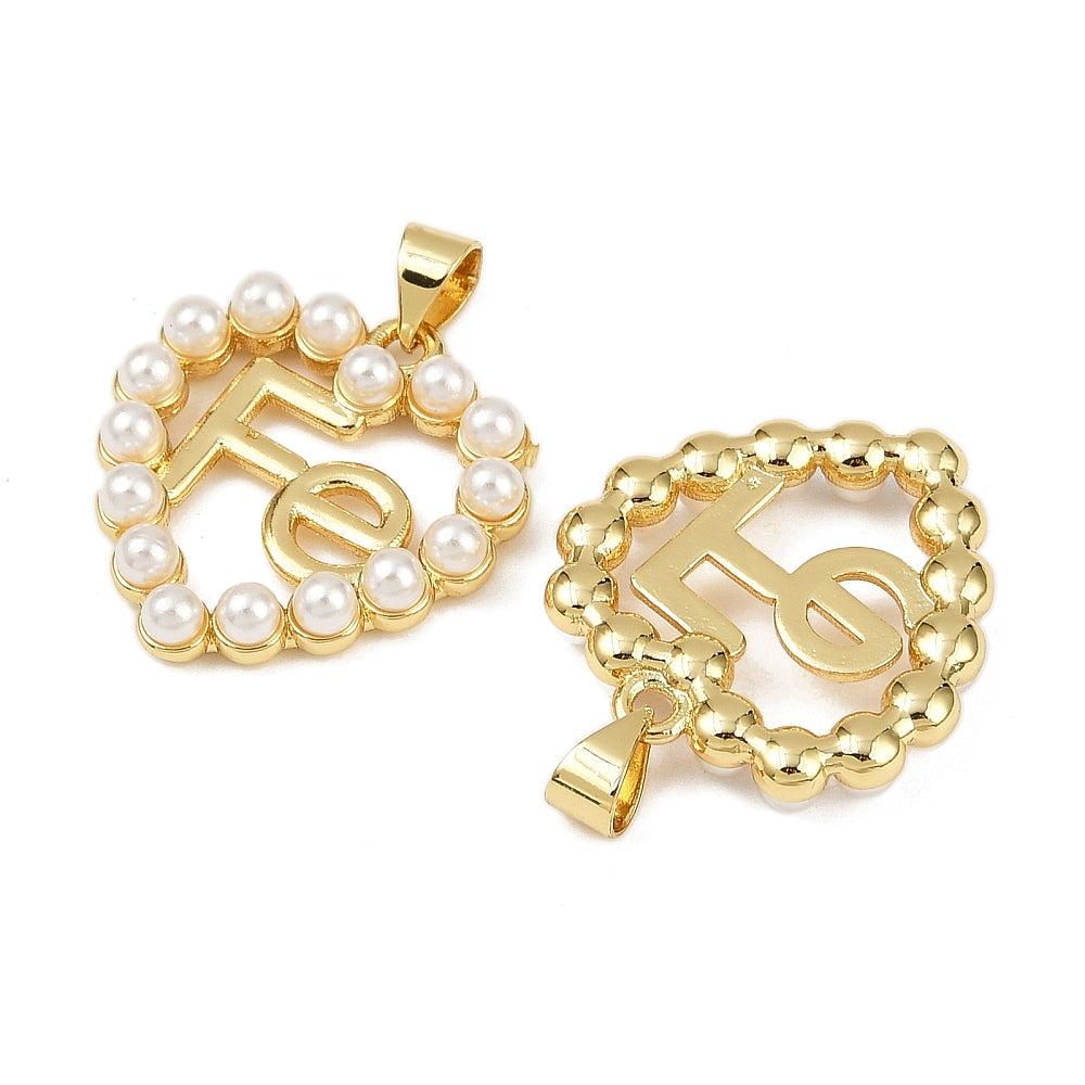 Dije corazón Fe con perlas Gold Plated 18K