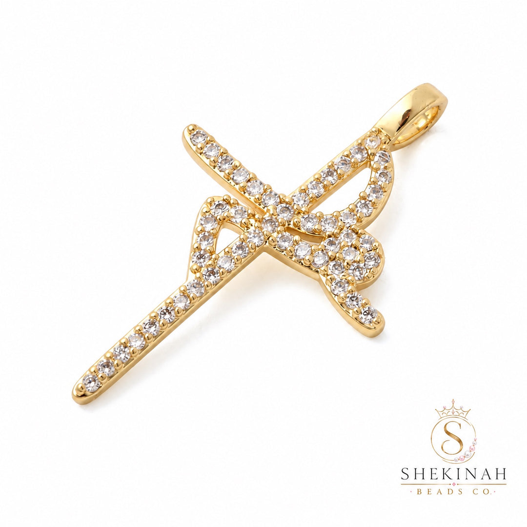 Dije de Fe gold plated con cristales para bisutería de fe