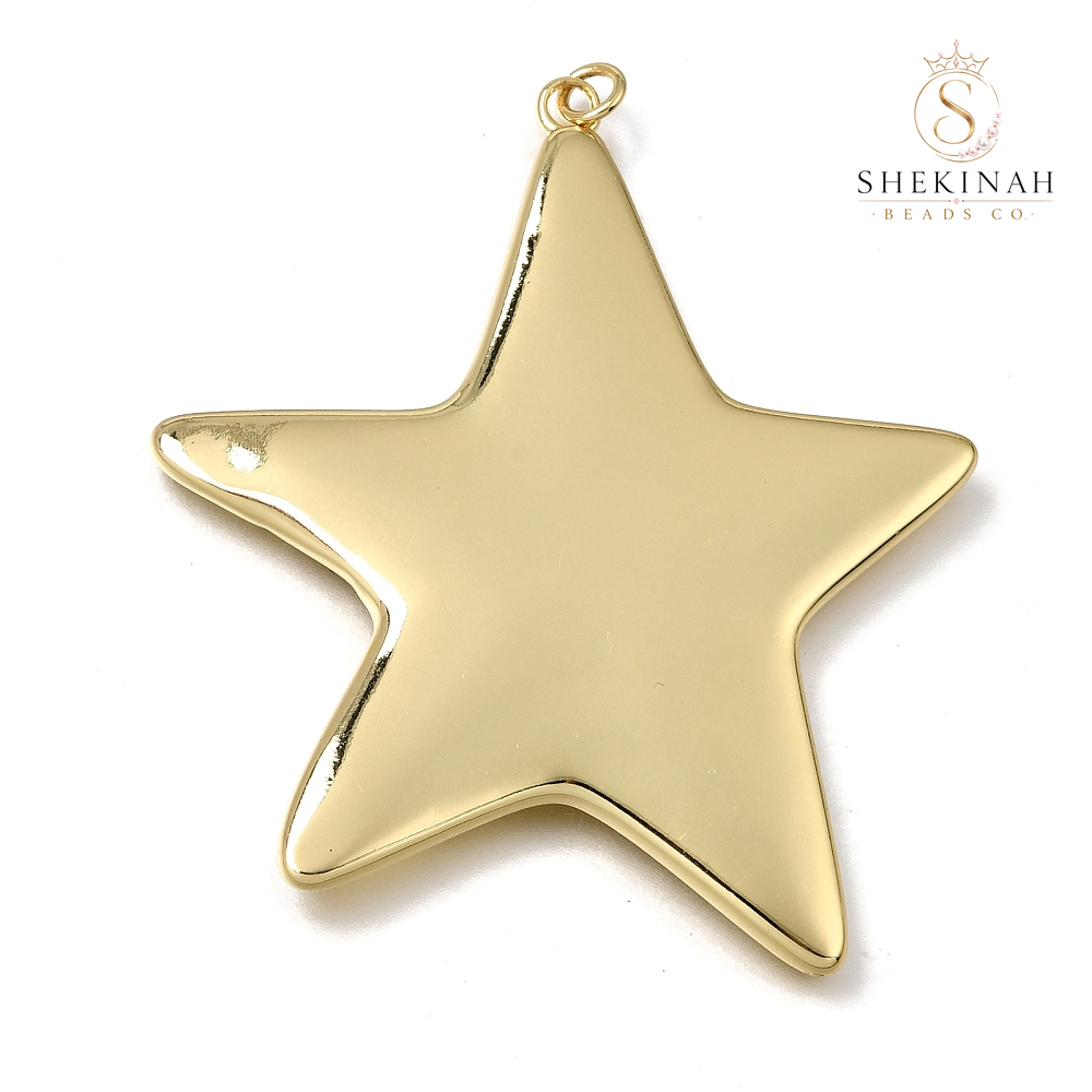 Dije estrella grande gold plated de 58.5 mm para bisutería y accesorios
