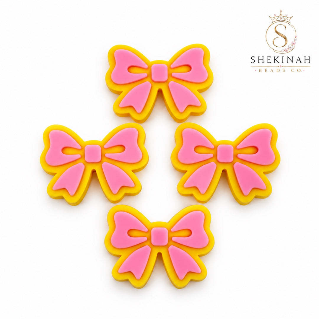 Beads lacito chunky 3D amarillo con rosa