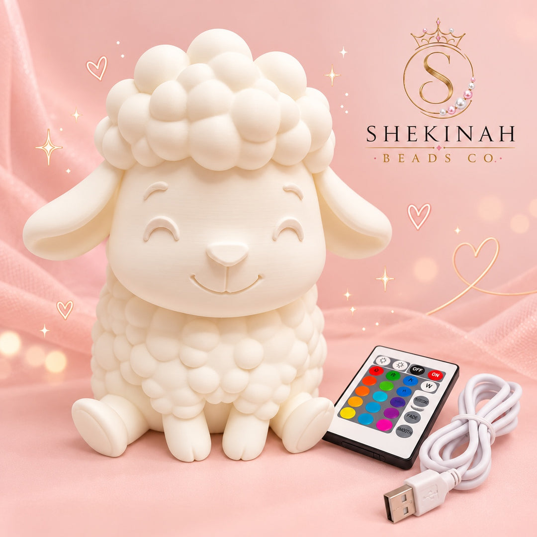 Lámpara LED de ovejita blanca con control remoto multicolor y cable USB – Shekinah Beads Co.