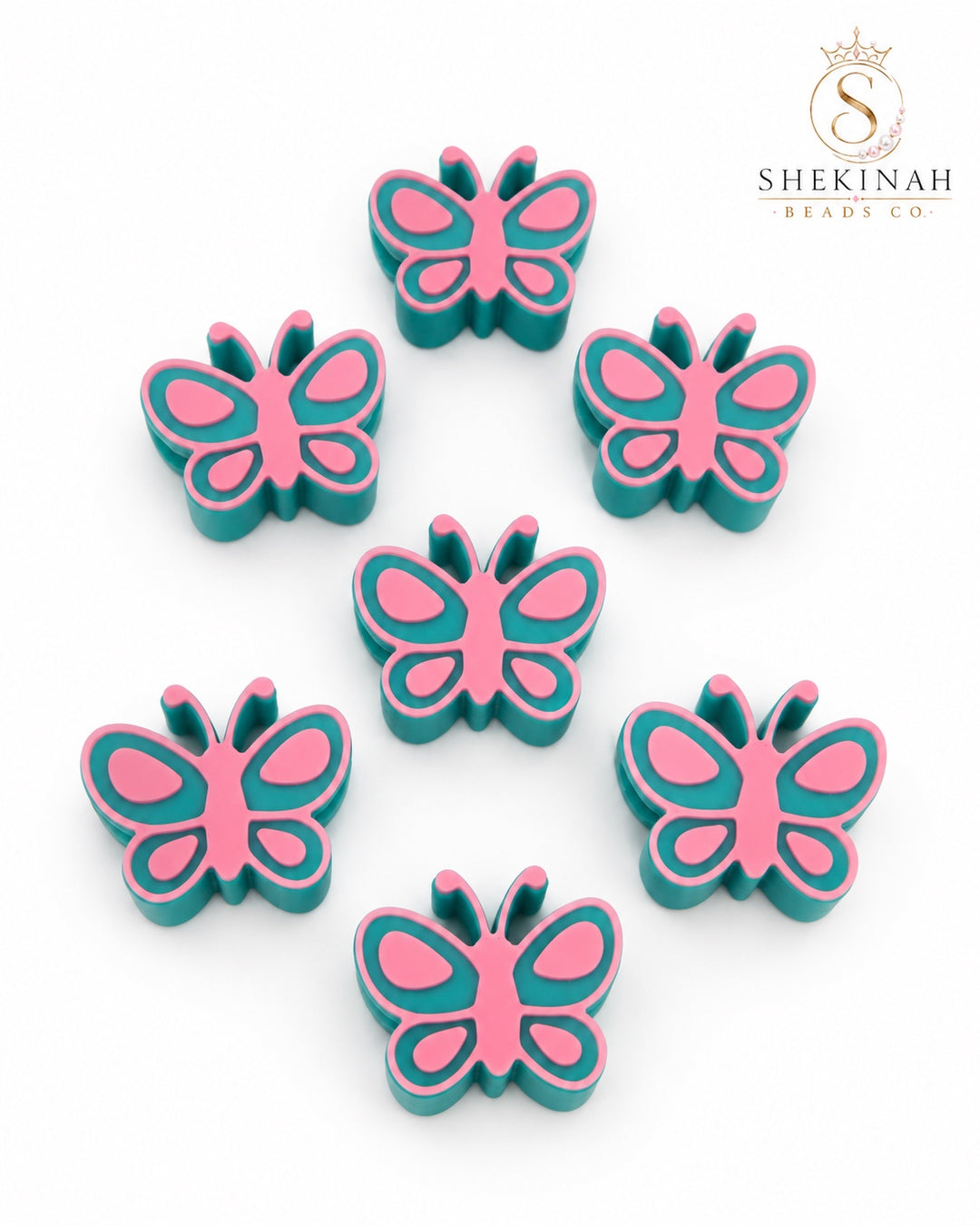 Charm 3D mariposa azul con rosa