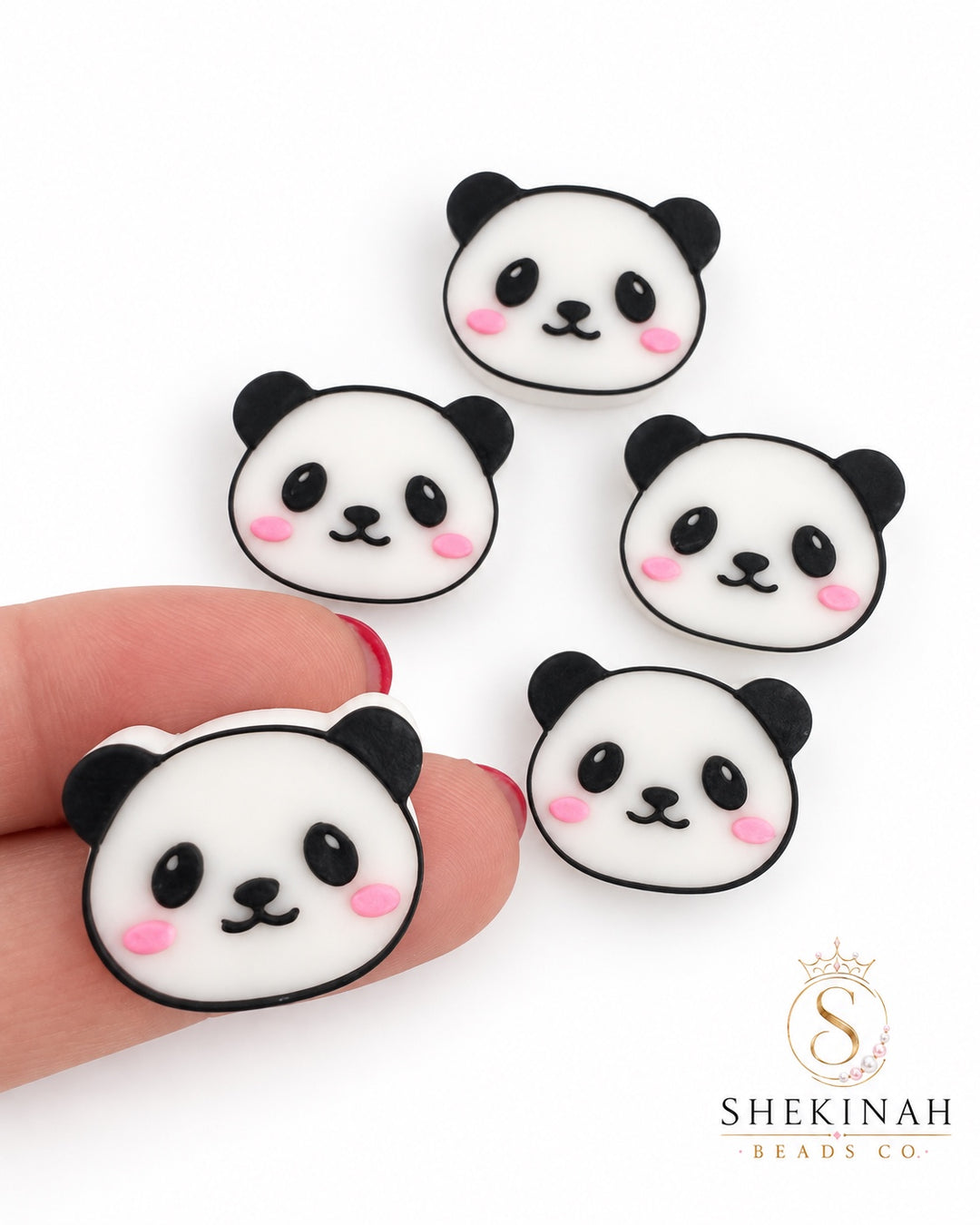 Charm 3D panda blanco negro y rosa