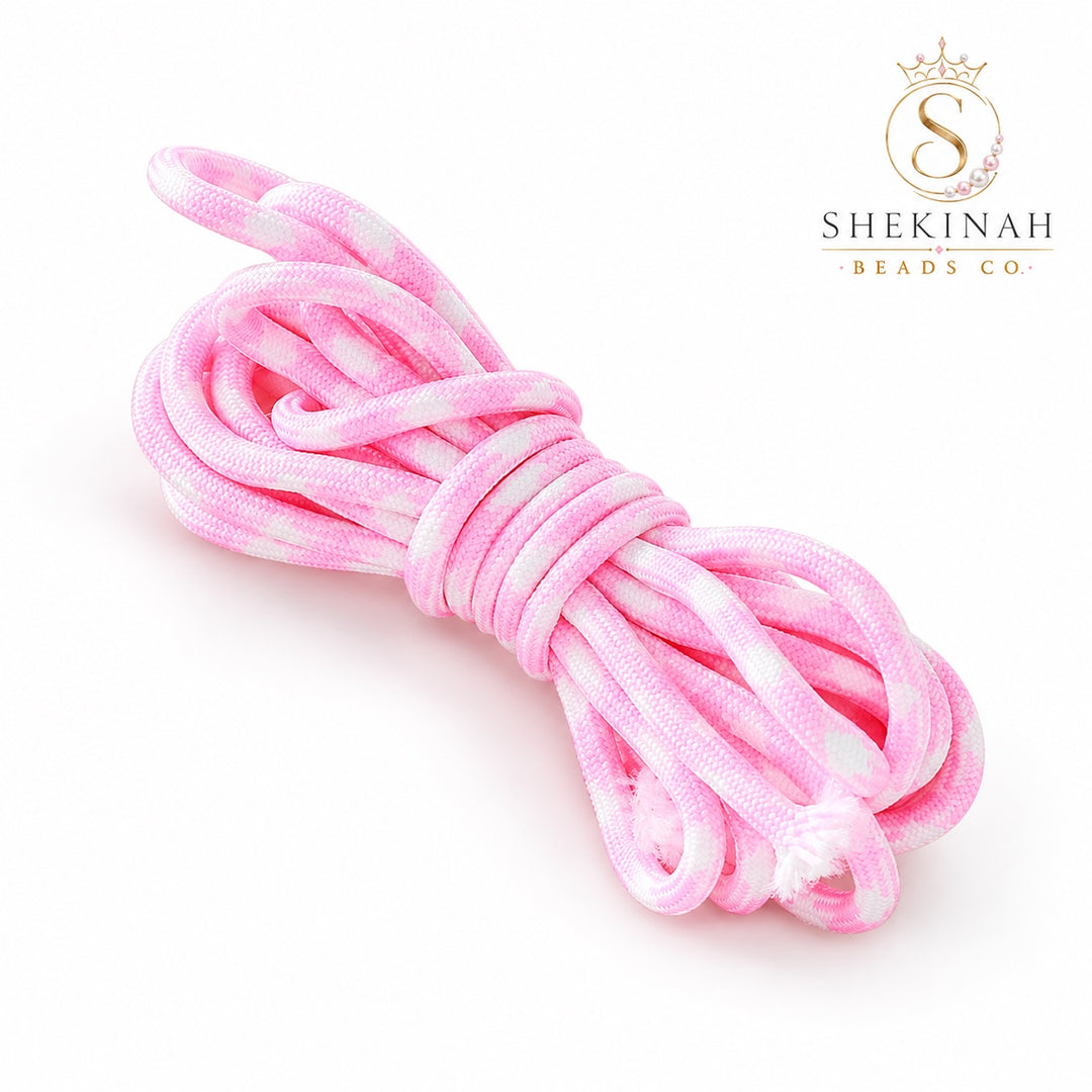 Cordón Paracord 5 mm color rosa con blanco