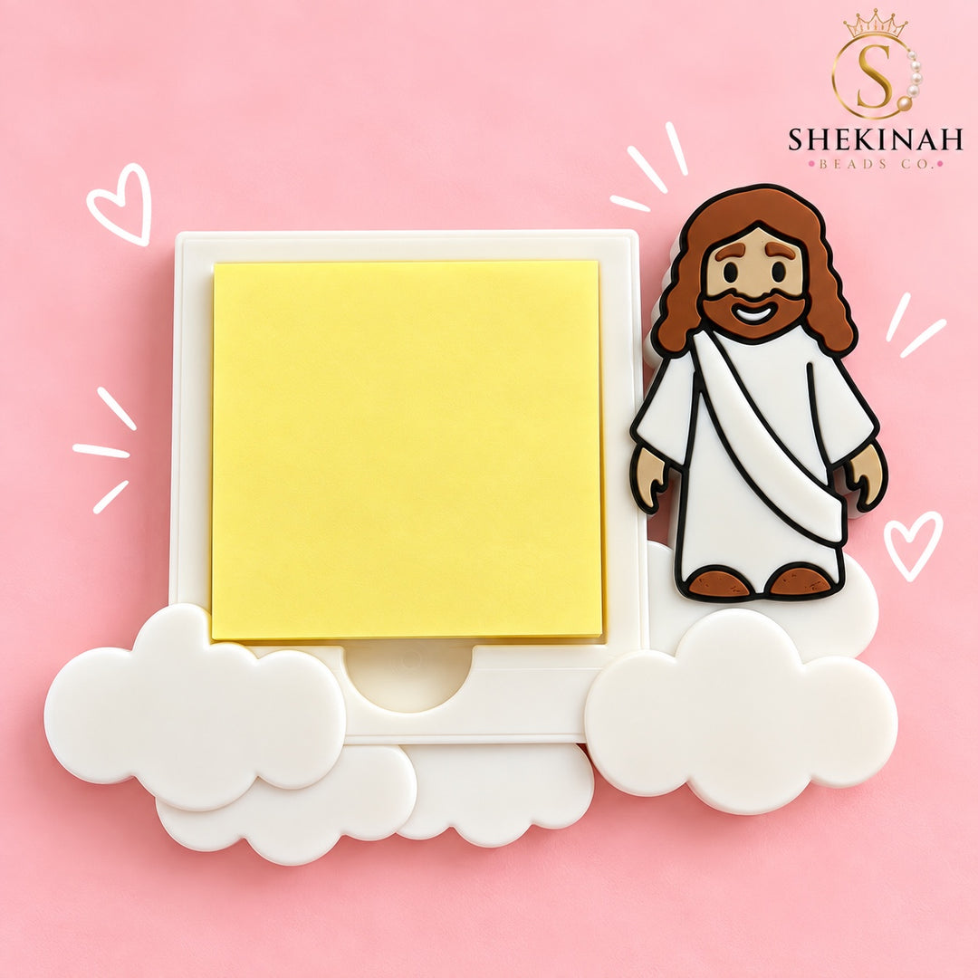 Porta sticky notes decorativo de Jesús entre nubes - Shekinah Beads Co.