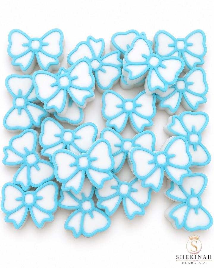 Pretty Bow 3D Print color azul y blanco - Shekinah Beads Co.