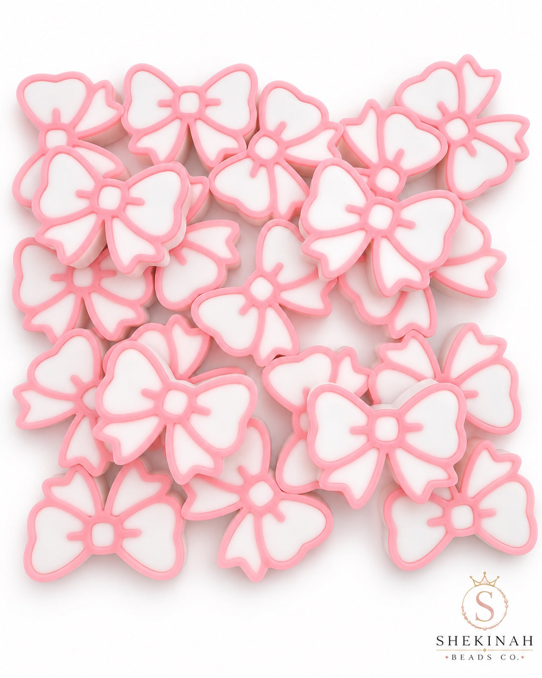 Pretty Bow 3D Print color rosa y blanco - Shekinah Beads Co.